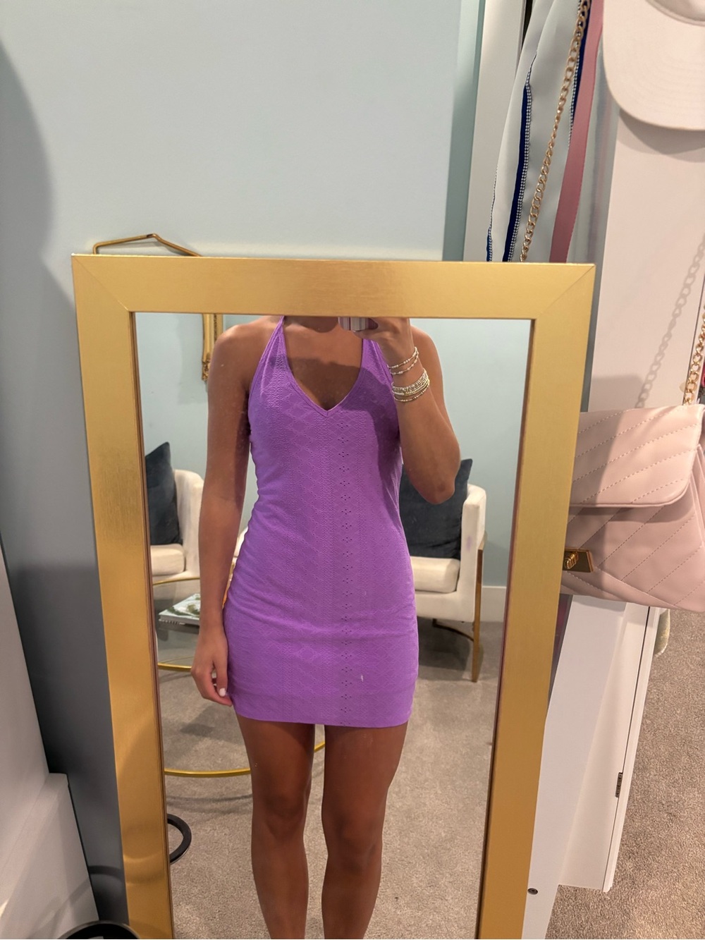 wild fable Lavender Knit Halter Mini Dress